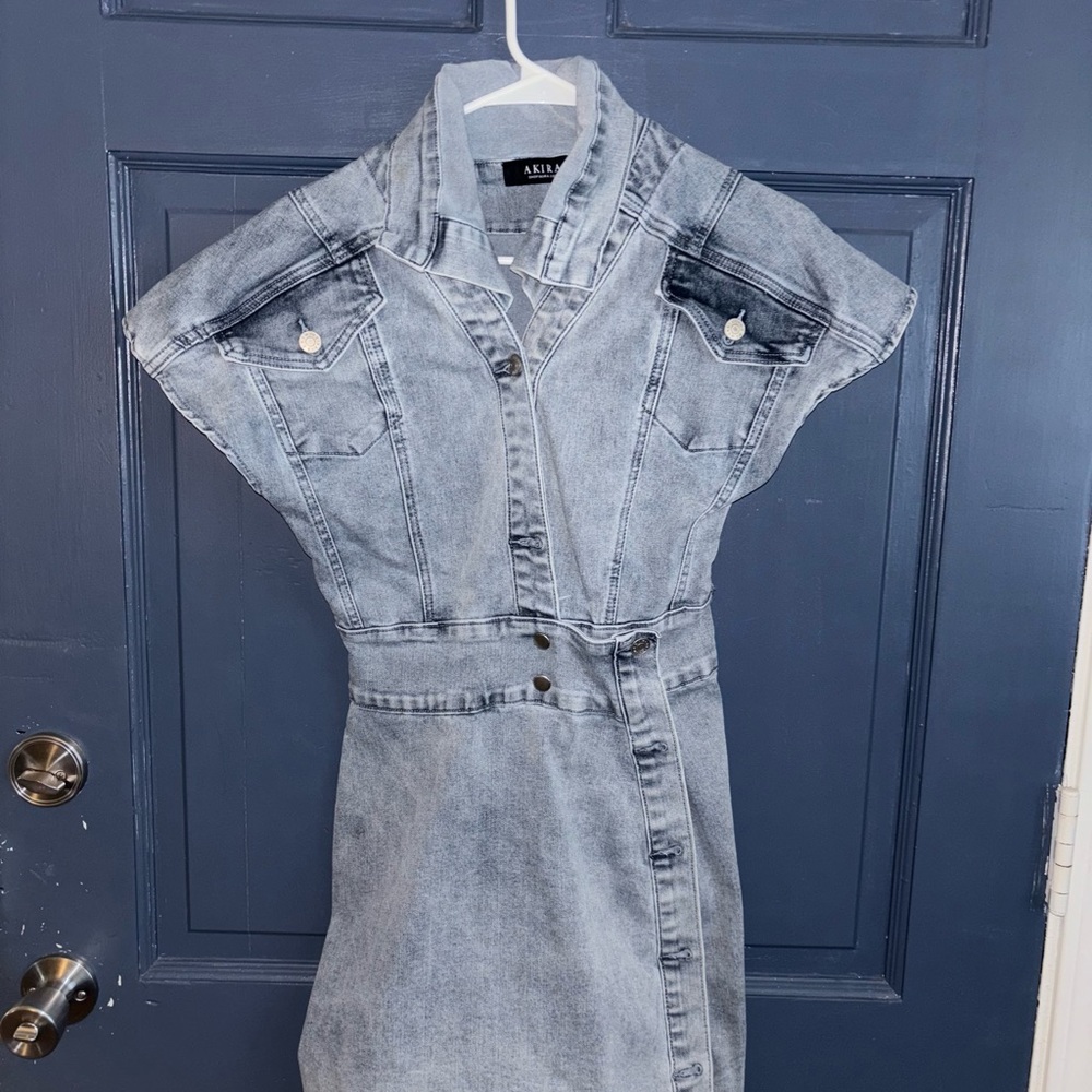 AKIRA Light Blue Denim Wrap around dress